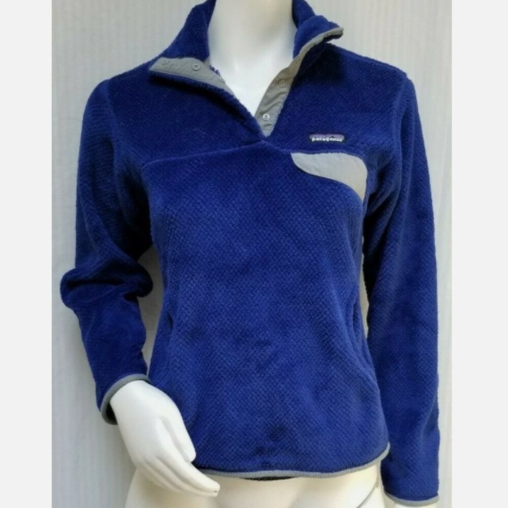 Patagonia Re-Tool Snap-T fleece Pullover Jacket Cobalt Blue Women's Large 14-16